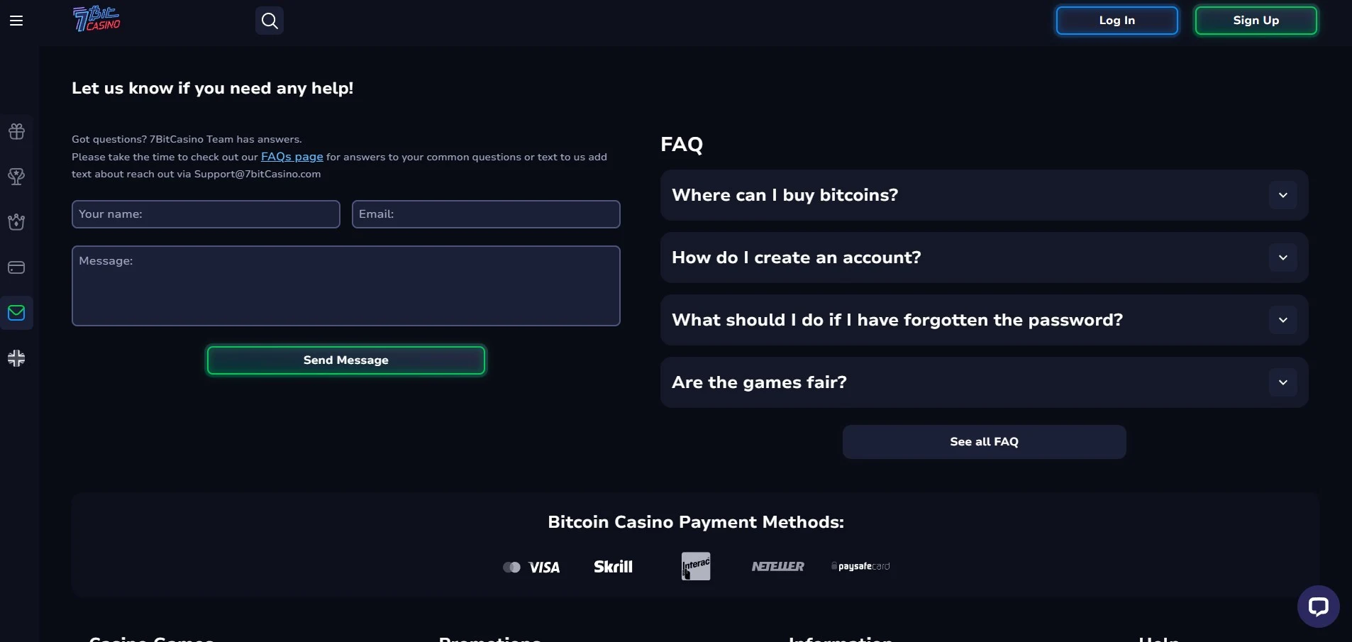 7Bit Casino Support.