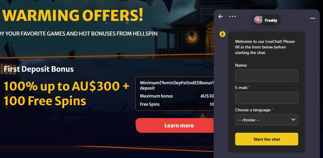 HellSpin Casino Support image.