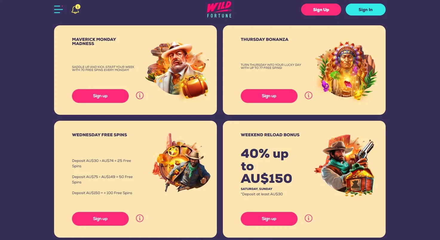 Wild Fortune Casino Bonuses.