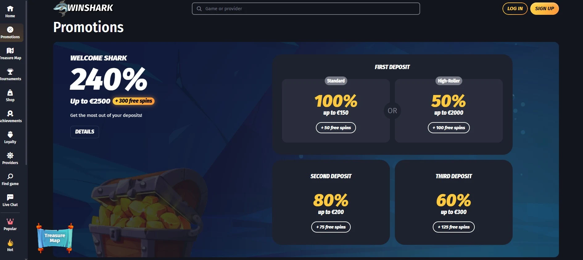 Winshark Casino Promotions.